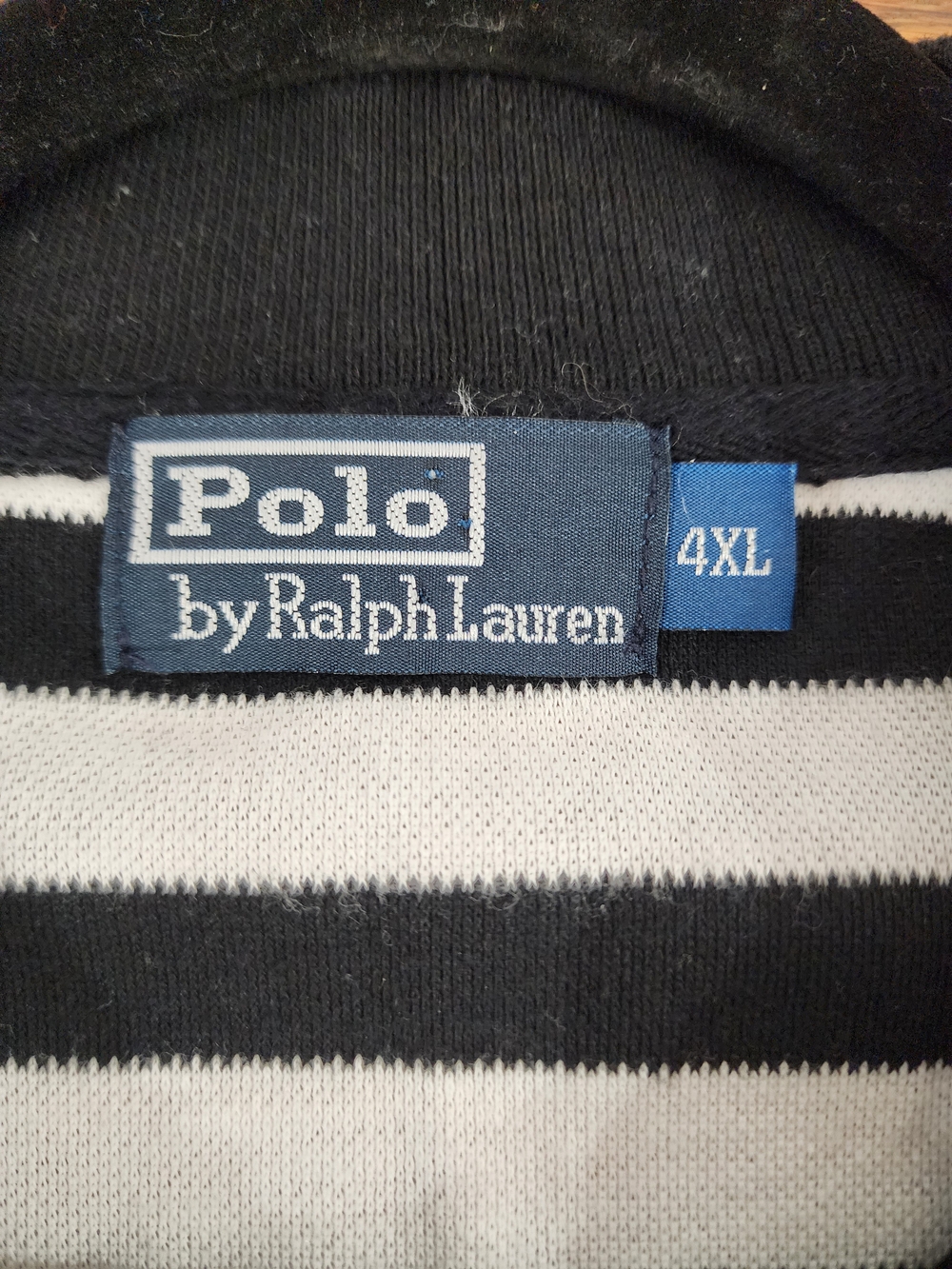 Ralph Lauren BOYFRIEND 4XL Black White Striped Polo Rugby Shirt Preppy - Picture 6 of 7